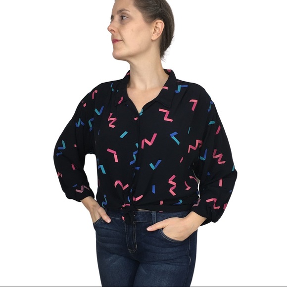 Vintage Tops - Vintage Hathaway Ribbon Print Button Down Size 12